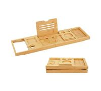 Relaxdays Tablette de bain extensible en bambou