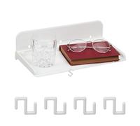 Relaxdays Tablette de lit, Mini Table de Chevet à Coller, Couchage Mezzanine, HxLxP: 8,5x30x15,5 cm, Plastique, Blanc