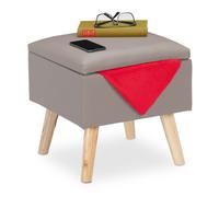 Relaxdays Tabouret avec rangement cuir artificiel