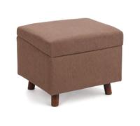 Relaxdays Tabouret avec rangement, marron | Pouf coffre, velours côtelé, mousse épaisse, pieds en pin, 40 x 46 x 40 cm, jusqu'à 110 kg, couvercle inclinable
