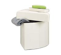 Relaxdays Tabouret avec Rangement Pouf Pliant Pliable rembourré Couvercle Repose-Pieds HxlxP: 38 x 38 x 38 cm, Blanc