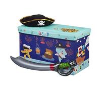 Relaxdays Tabouret Coffre boîte à Jouets Couvercle Pouf Enfant Pliable Rangement trésor 50L, Bleu foncé, 36 x 60,5 x 30,5 cm