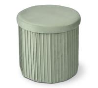 Relaxdays Tabouret d'appoint Rond en Velours, Pliable, rembourré, Rangement, HxD 38x38 cm, Sauge