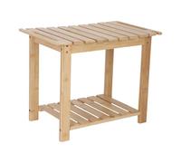 Relaxdays Tabouret de Bain Bambou avec Rangement et Support pommeau, poignées, HxLxP 42x53x33 cm, Naturel