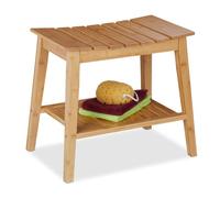 Relaxdays Tabouret de bain en bambou avec tablette