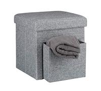 Relaxdays Tabouret de rangement pliant en lin