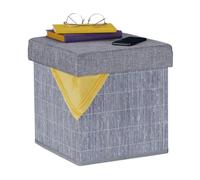 Relaxdays Tabouret de rangement en bambou