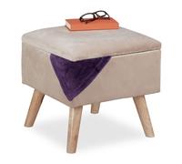 Relaxdays Tabouret de rangement en velours