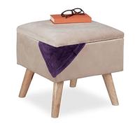 Relaxdays Tabouret de rangement en velours