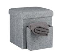 Relaxdays Tabouret de rangement pliant en lin