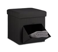 Relaxdays Tabouret de rangement pliant en lin