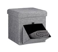 Relaxdays Tabouret de rangement pliant en lin