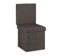 Relaxdays Tabouret de rangement pliant en lin avec appui dos coffre stable pouf de stockage ottoman, 73x38x38 cm, marron
