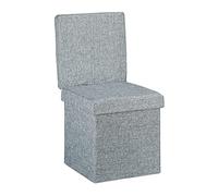 Relaxdays Tabouret de rangement pliant en lin