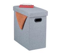 Relaxdays Tabouret de Rangement, rembourré, Pouf Pliable, Salon, entrée, HxLxP : 49 x 48,5 x 27 cm, Gris