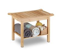 Relaxdays Tabouret de salle de bain en bambou