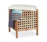 Relaxdays Tabouret de salle de bain en bois noyer