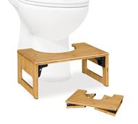 Relaxdays Tabouret de Salle de Bain, Pliable, en Bambou, défécation optimale, HLP 18,5 x 43 x 27,5 cm, Nature