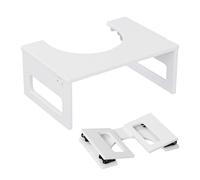 Relaxdays Tabouret de Toilettes, HxLxP 18 x 43 x 27,5 cm, Bambou antidérapant, Pliable, Blanc, pour Adultes