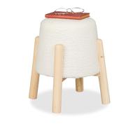 Relaxdays Tabouret décoratif et Pratique, H x D : 40 x 30 cm, pour Le Salon ou la Chambre, Blanc et Nature