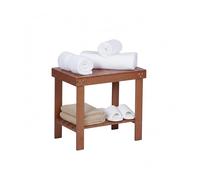 Relaxdays Tabouret en Bambou avec étagère, 41x44x28 cm, Naturel, pour Salle de Bain, Salon et Couloir