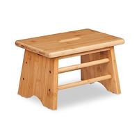 Relaxdays Tabouret, en Bambou, Charge Max. : 100 kg, Stable, avec Fente, HLP : 20x33x21,5 cm, Salle de Bain, Nature