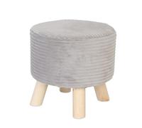 Relaxdays Tabouret en Cord, Pieds en Bois, rembourré, H x P : 30 x 30 cm, Rond, Repose-Pieds, Salon, Gris Clair/Nature