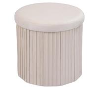 Relaxdays Tabouret en Velours, avec Espace de Rangement, rembourré, Pliable, H x P : 38 x 38 cm, Rond, crème