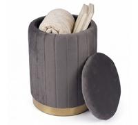Relaxdays Tabouret en velours avec rangement