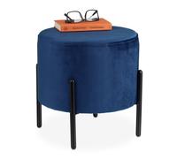 Relaxdays Tabouret en velours bleu