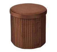 Relaxdays Tabouret en Velours, Rangement, rembourré, Moka-Mousse | pliable, H x P : 38 x 38 cm, tabouret d'appoint rond