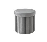 Relaxdays Tabouret en Velours, siège avec Rangement, rembourré, Pliable, H x P : 38 x 38 cm, Tabouret Rond, Gris Clair