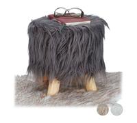 Relaxdays Tabouret fausse fourrure poils