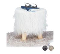 Relaxdays Tabouret fausse fourrure poils