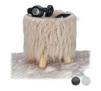 Relaxdays Tabouret fausse fourrure poils