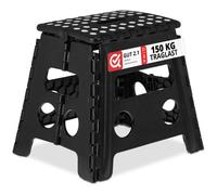 Relaxdays Tabouret Pliable, 1 Marche, Jusqu'à 120 Kg, Plastique Antidérapant, Escabeau Cuisine, 32,5 Cm De Haut, Noir