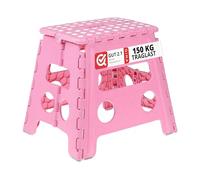Relaxdays Tabouret Pliable, antidérapant, 120 kg Charge Max., poignée, escabeau Pliable, HxLxP: 32,5 x 37 x 30 cm, Rose