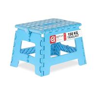 Relaxdays Tabouret Pliable, Plastique, 1 Marche, marchepied pour Enfant, Max. 120 kg, HLP: 22,5x32x25 cm, Bleu/Blanc