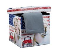 Relaxdays Tabouret pliant coffre de rangement