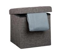 Relaxdays Tabouret pliant en lin pouf de rangement pliable repose-pieds de stockage carré 38 x 38 x 38 cm avec couvercle amovible assise table appoint ottoman coffre chaise banquette, brun