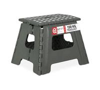 Relaxdays Tabouret Pliant L, Portable, escabeau de Salle de Bain, 150 kg, Plastique, HxLxP 30 x 37 x 29 cm, Gris Clair