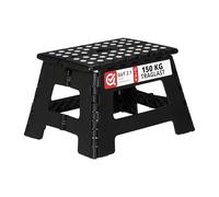 Relaxdays Tabouret Pliant M, Portable, escabeau de Salle de Bain, 150 kg, Plastique, 22 x 35 x 28 cm, Noir