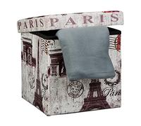 Relaxdays Tabouret Pliant Pratique pour Le Rangement, Stable, avec Couvercle, Paris, 38 cm de Hauteur
