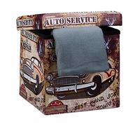 Relaxdays Tabouret Pliant Pratique pour Le Rangement, Stable, avec Couvercle, Voiture, 38 cm de Hauteur