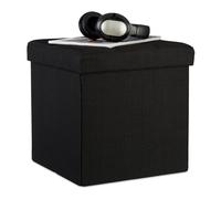 Relaxdays Tabouret pliant rangement lin