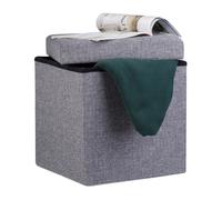Relaxdays Tabouret pliant rangement lin