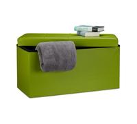 Relaxdays Banc de rangement pratique en simili cuir, 2 places, capacité de charge 300 kg, HLP : 38 x 76 x 38 cm, vert