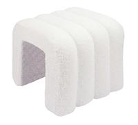 Relaxdays Tabouret rembourré en Fourrure en Peluche, 40 x 40 x 40 cm, nervuré, bouclé, pour Chambre à Coucher, Salon, Blanc