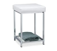 Relaxdays Tabouret rembourré avec rangement blanc