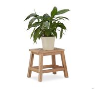 Relaxdays Tabouret repose-pied en bois support pour pot de fleurs et plantes en noyer HxlxP: 25 5 x 29 5 x 22 cm nature